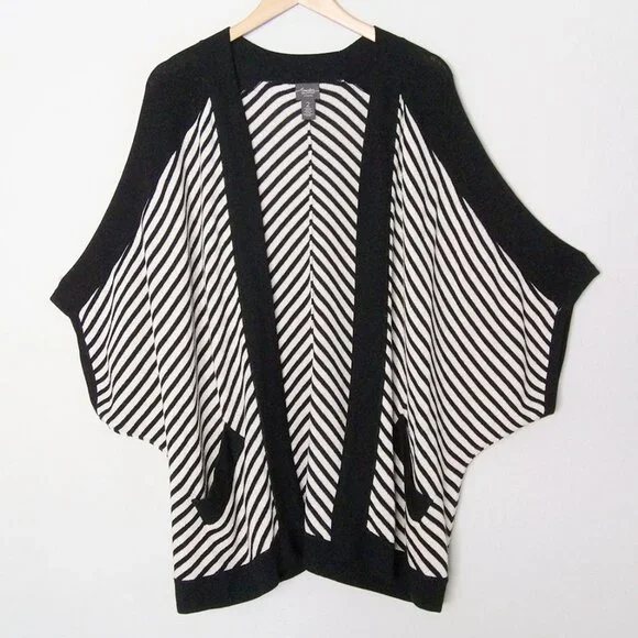 Chico's Travelers Collection Striped Cardigan Sweater Dolman Kimono Open Front L - Picture 4 of 16